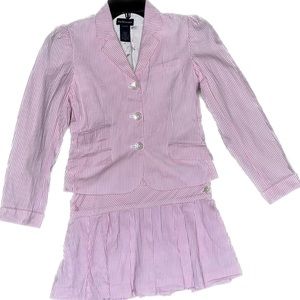 Ralph Lauren girls two piece pink and white searsucker juniors Size L 12/14
